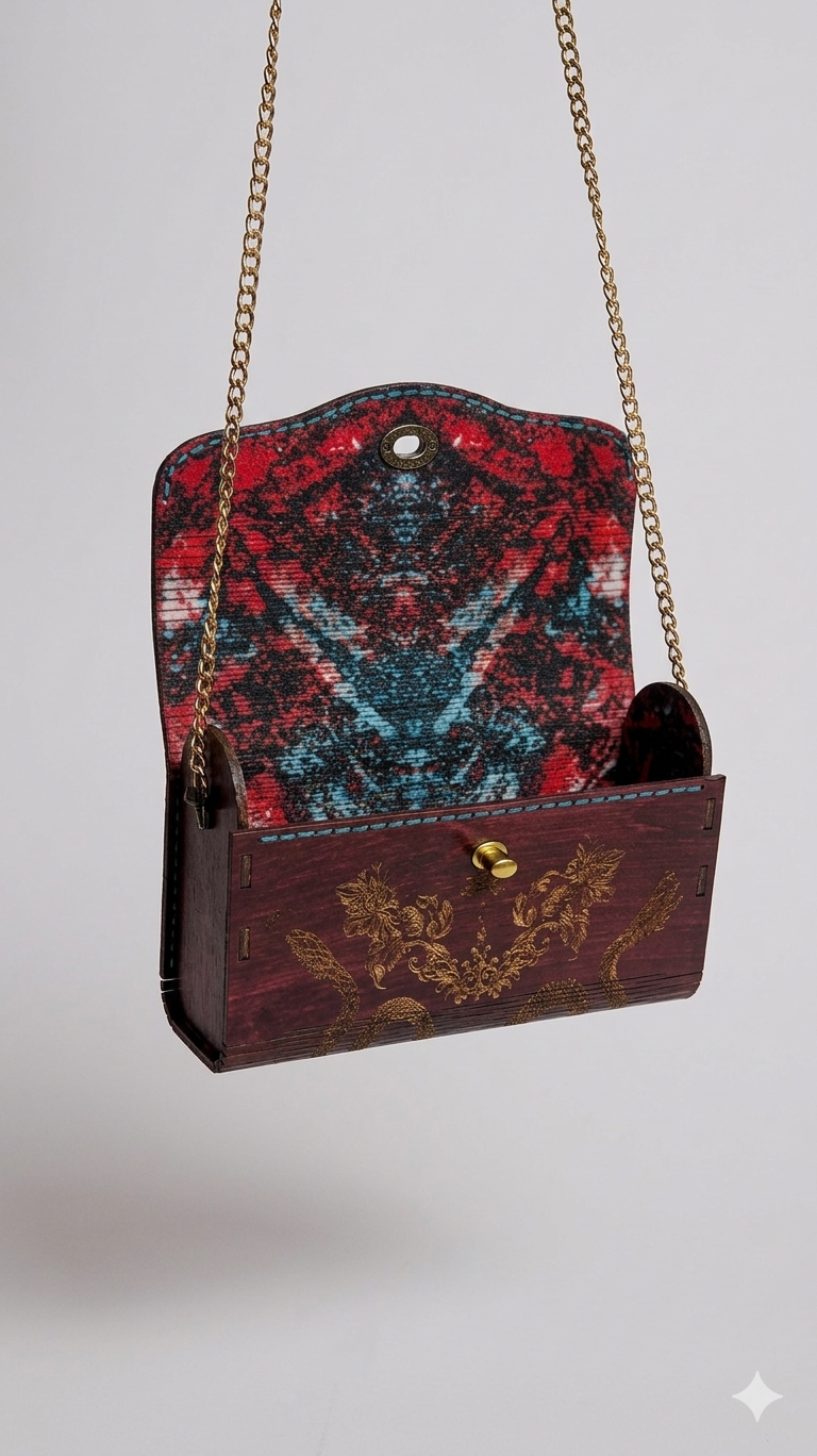 Timbertote x Lonely Angel Birchwood Purse "Snake and Bones"