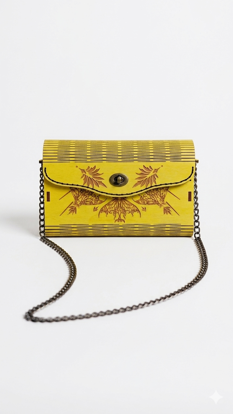 Timbertote x Lonely Angel Birchwood Purse "Mystic Moth"