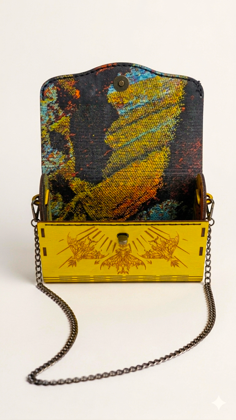 Timbertote x Lonely Angel Birchwood Purse "Mystic Moth"