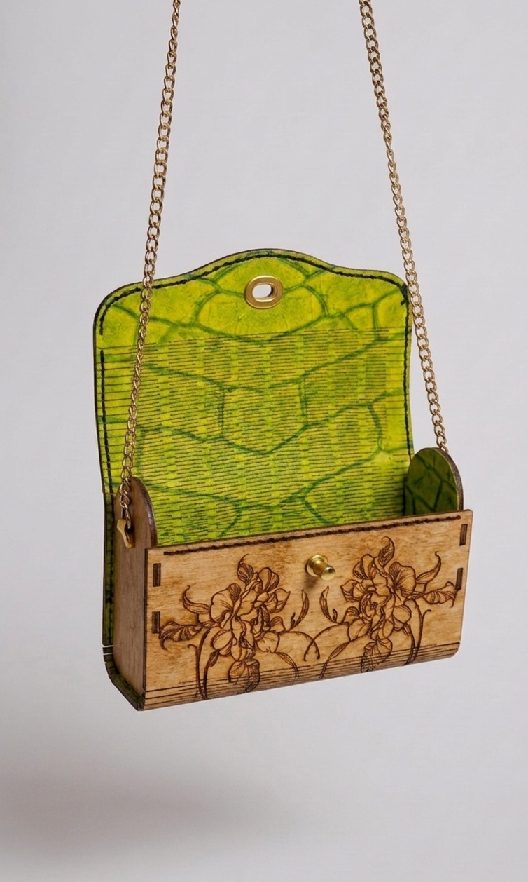 Timbertote x Lonely Angel Birchwood Purse "Peonies"