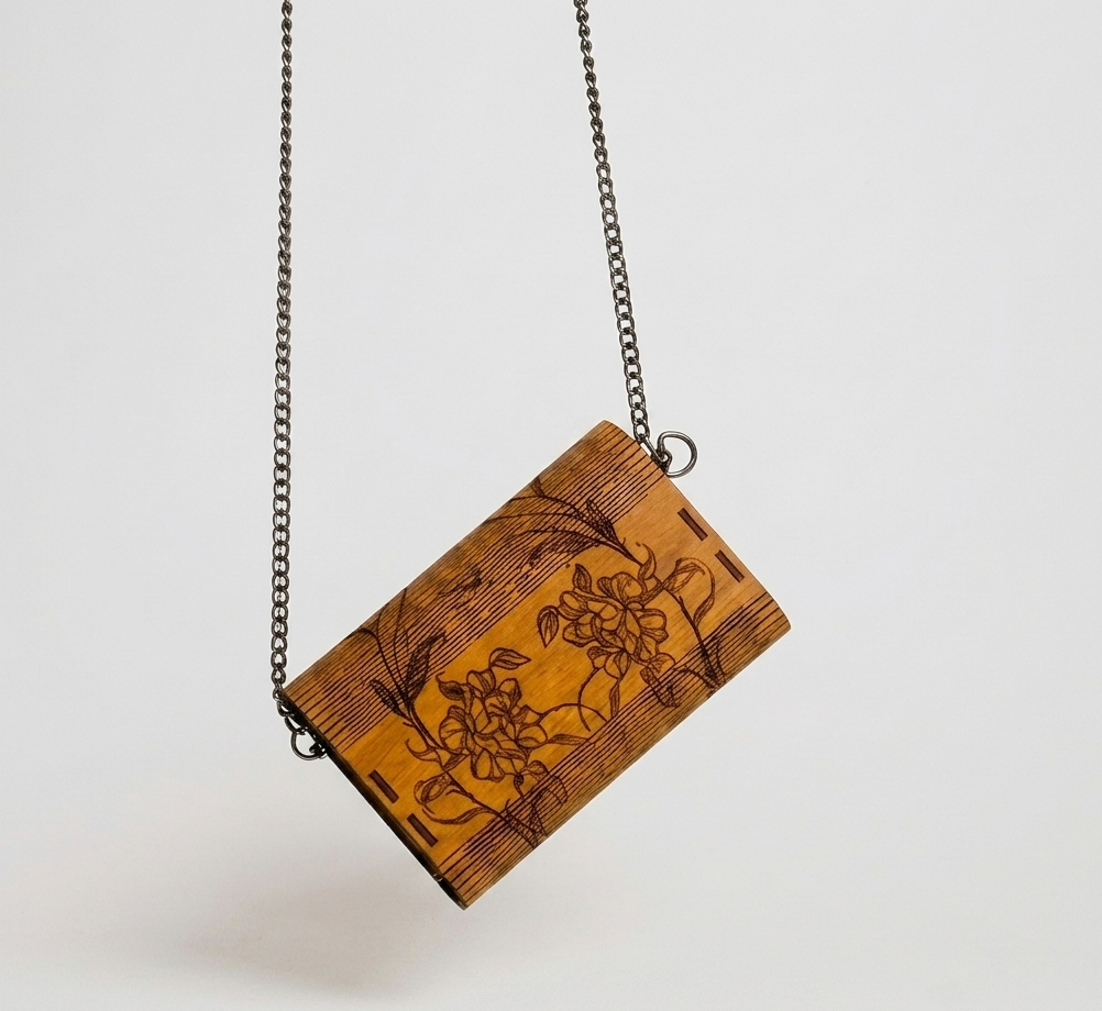 Timbertote x Lonely Angel Birchwood Purse "Peonies"