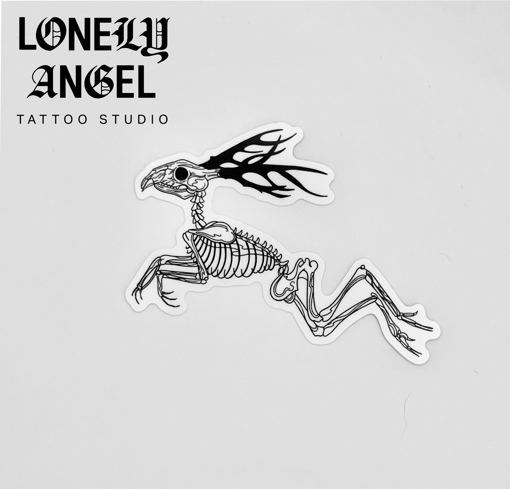 Jackalope Skeleton Temporary Tattoo 4"