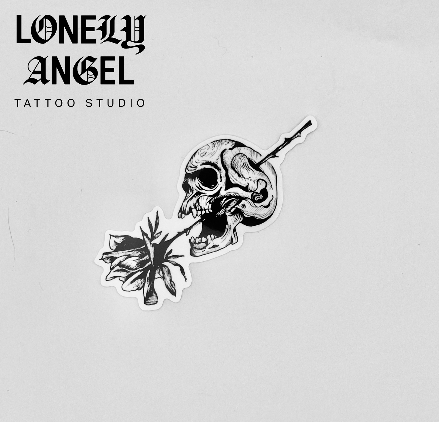 Skull & Rose Temporary Tattoo 4"