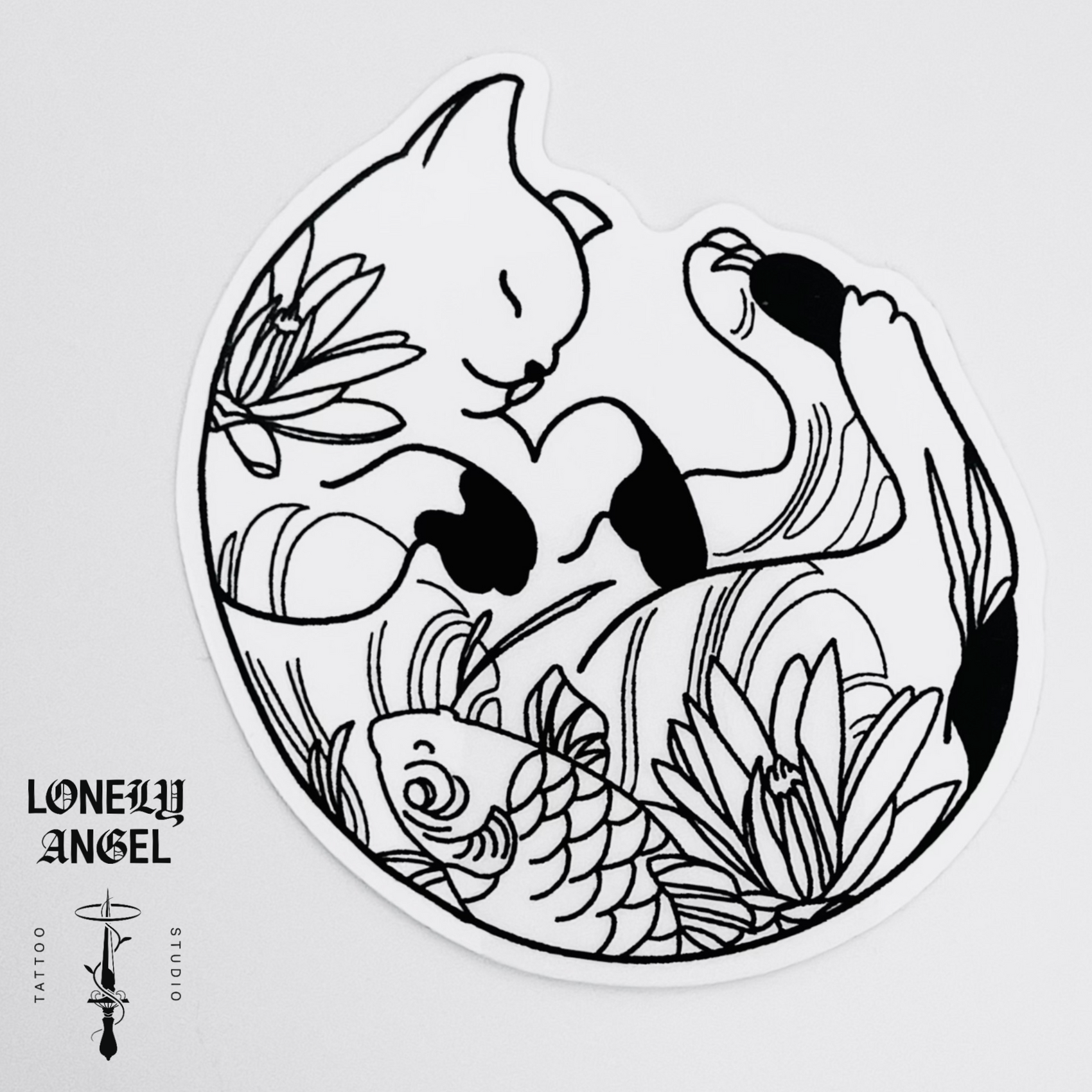 Tatted Cat Temporary Tattoo 5”