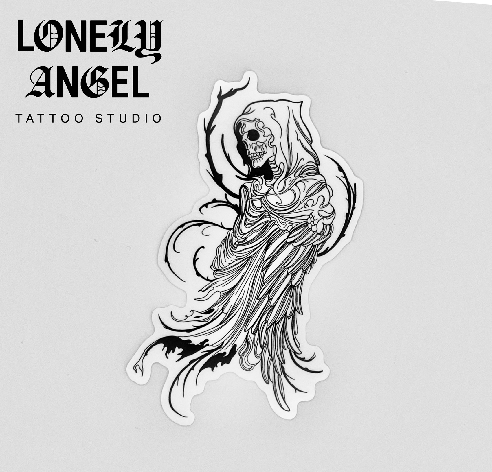 Winged Reaper Temporary Tattoo 4"